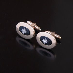 Vintage Modern Jeweled Gold Tone Cufflinks